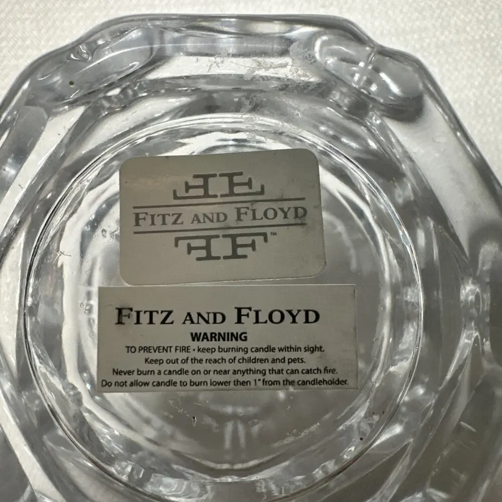 Fitz & Floyd Glass Votive Candle Holder Geometric Crystal 3.5”